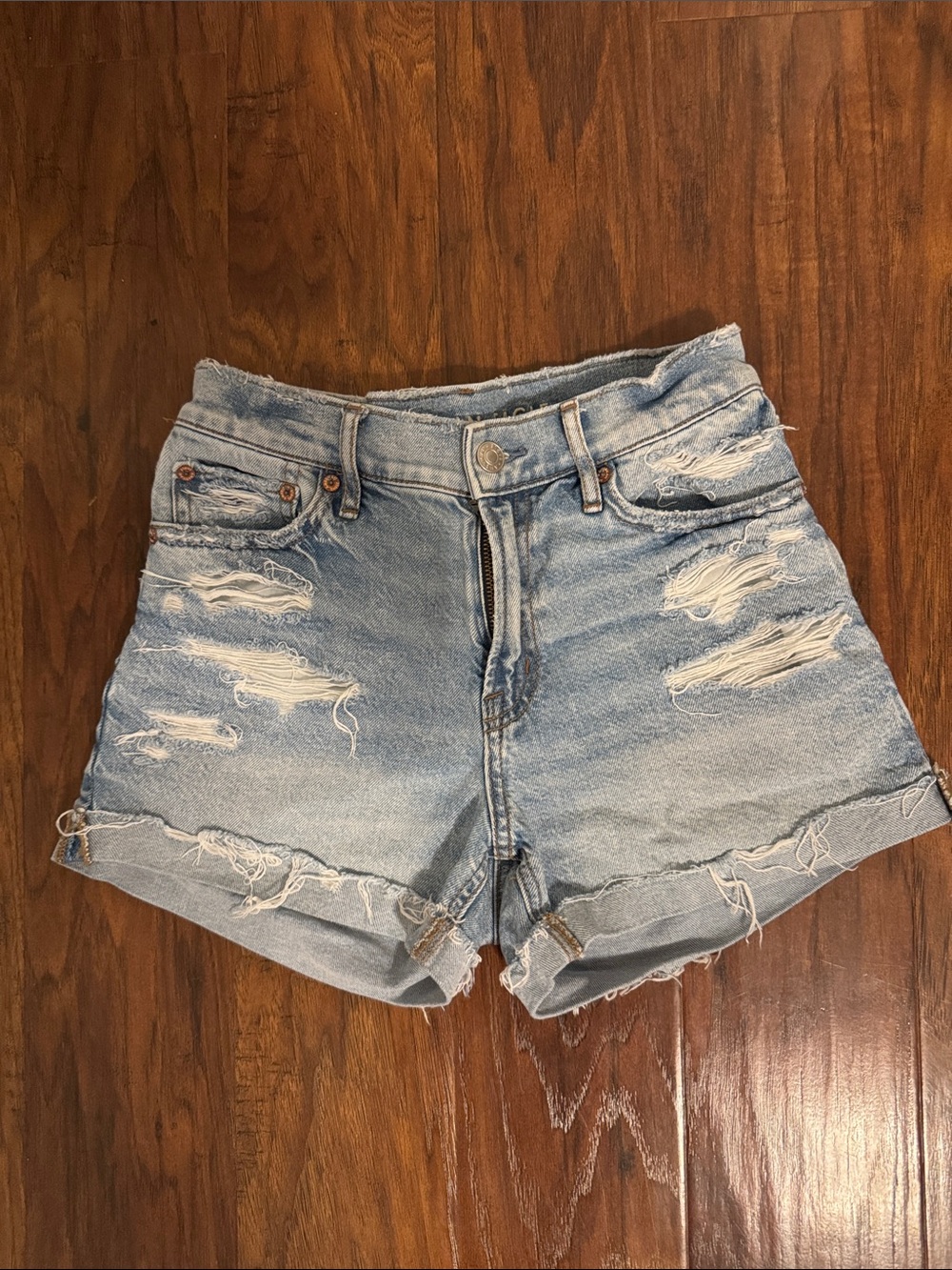 American Eagle Outfitters Light Blue Distressed Denim Cutoff Shorts